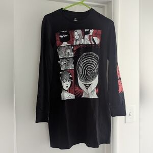 Uzumaki Graphic Long Sleeve Black Shirt